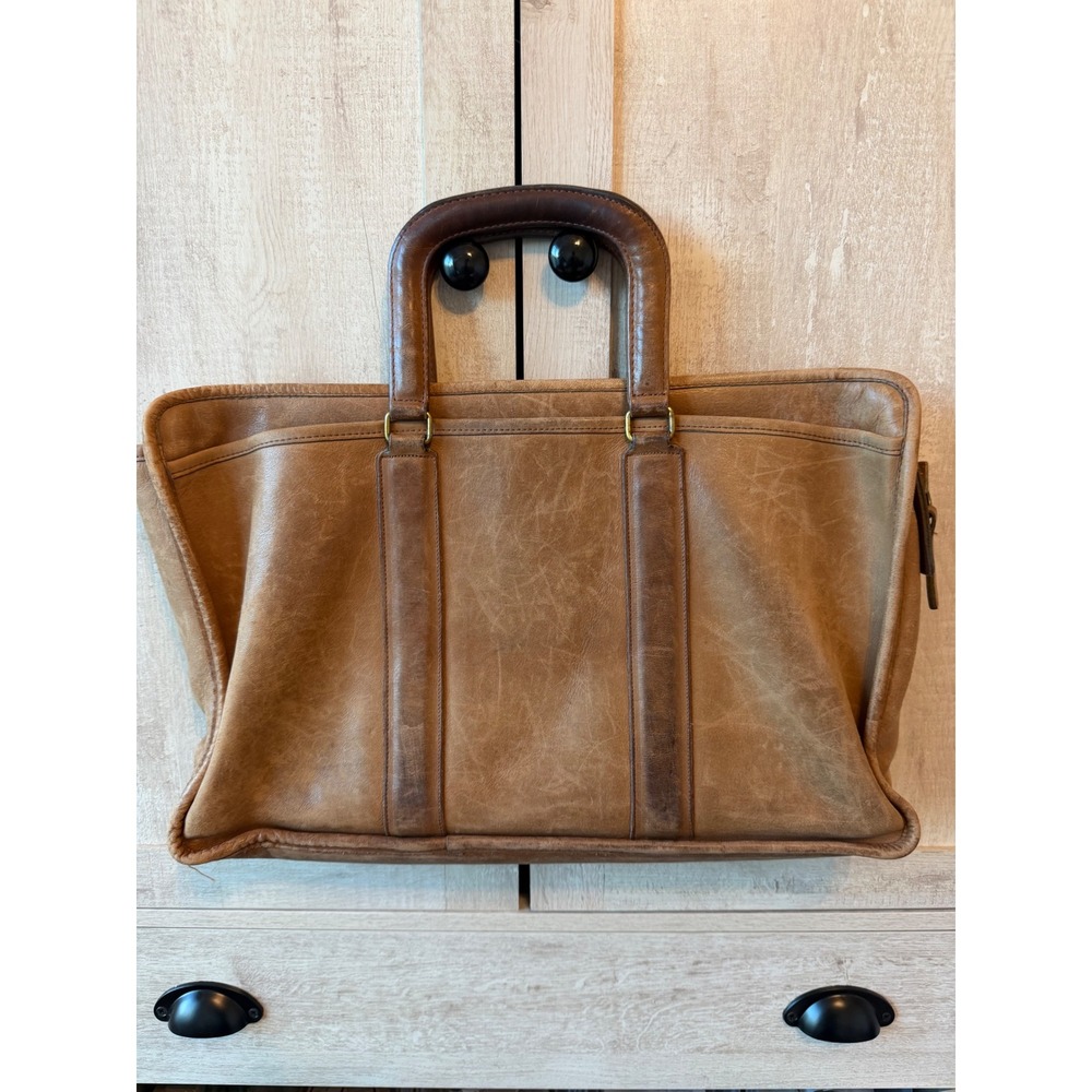 Vintage Coach British Tan Leather Briefcase NYC Made 098-1721 Talon Zip